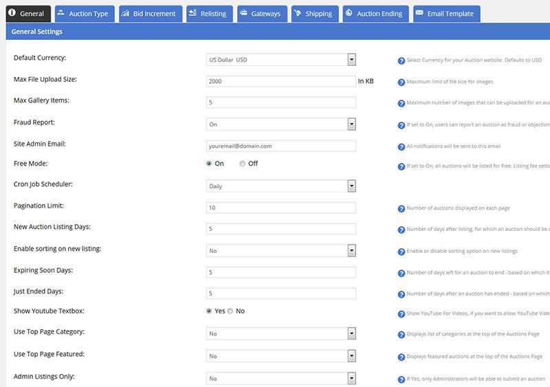 wp-auction-software-general-settings