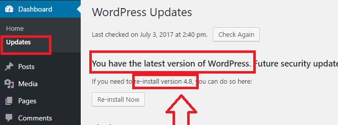 เวิร์ดเพรสเวอร์ชันปัจจุบัน