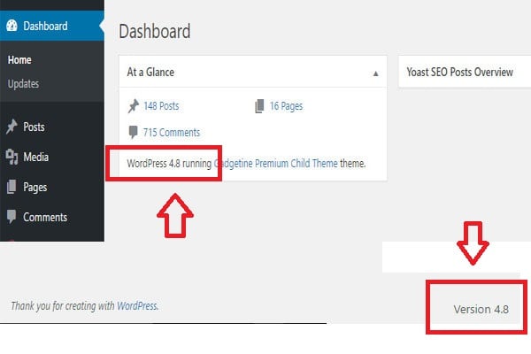 ตรวจสอบเวอร์ชั่นเวิร์ดเพรส