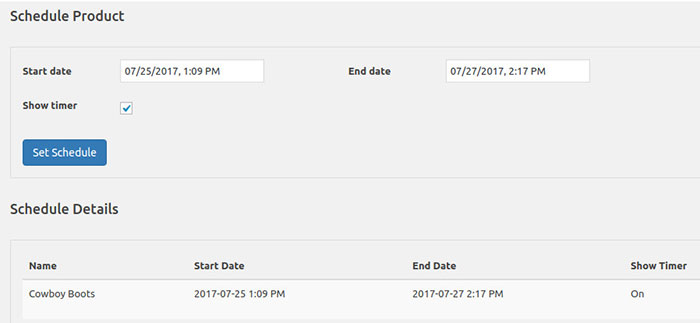جدولة منتج woocommerce
