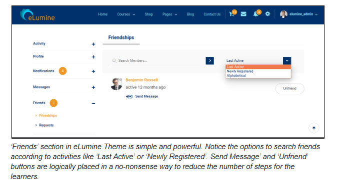 eLumineテーマの友達セクション
