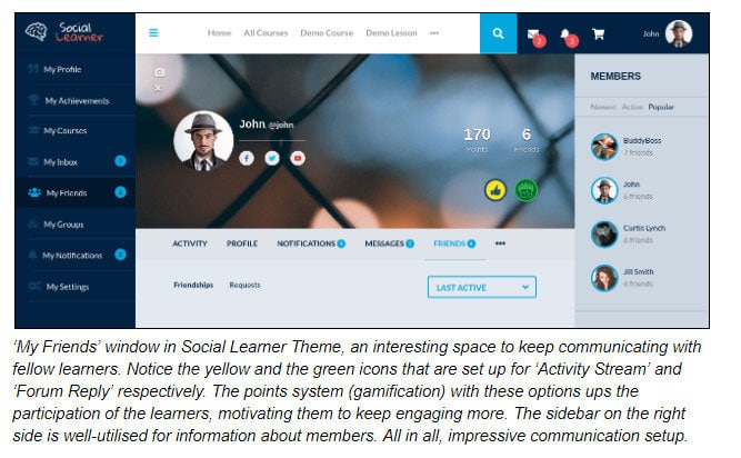 ソーシャルラーナーテーマの[友達]ウィンドウ