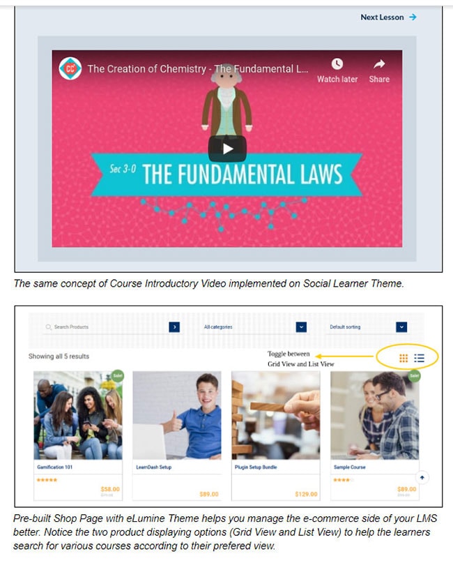 eLumineを使用した構築済みのショップページ