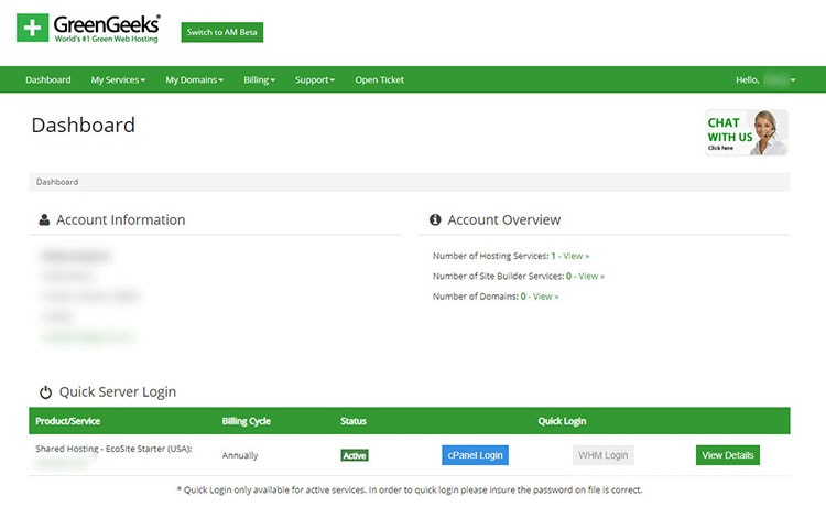painel da conta geeks verdes