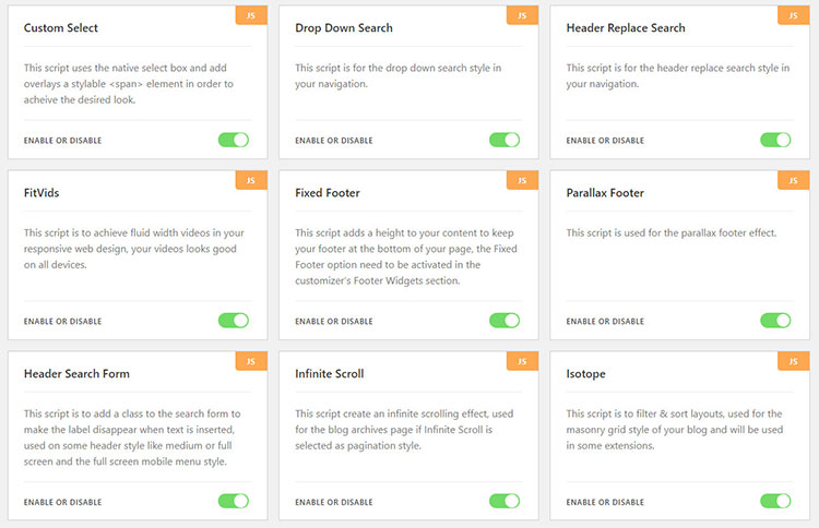deshabilitar el tema javascript oceanwp