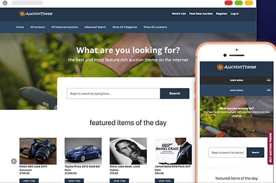 revisión de sitemile del tema de la subasta adaptable