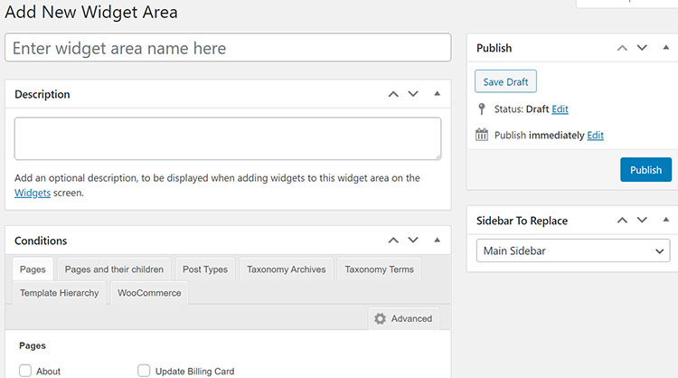 WooSidebarsを使用すると、サイドバーに表示されるウィジェットを変更できます。