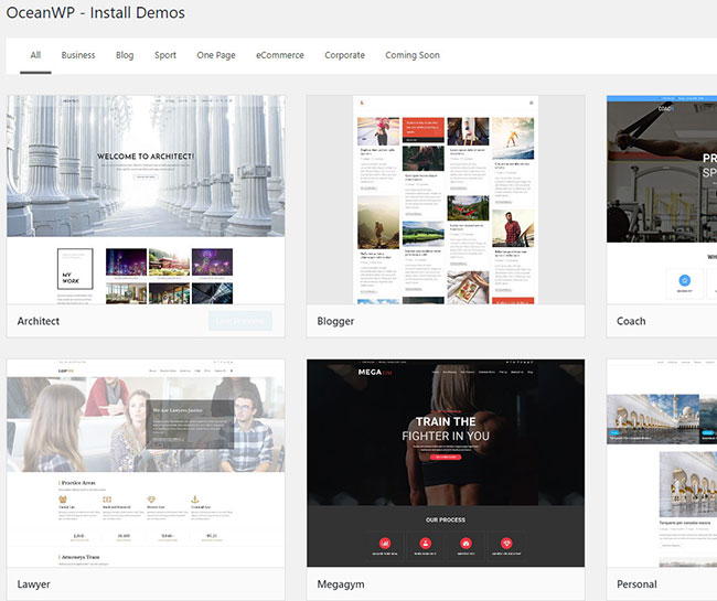 zainstaluj dema oceanwp