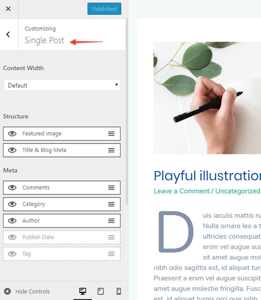 Przykład dostosowywania motywu Astra dla jednego posta.