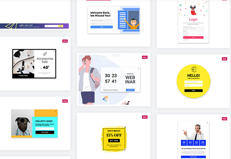 elementorポップアップテンプレートの例