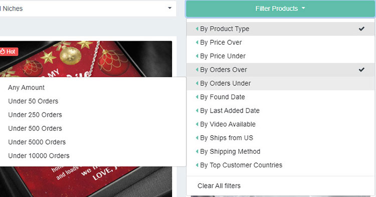 Option für Nexus-Filterprodukte.