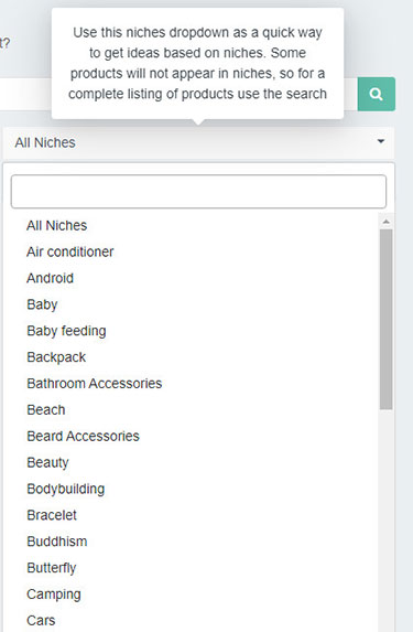 Sie können Produkte nach Nischen filtern.