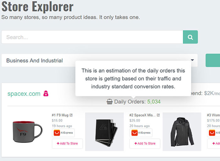 Shopify Stores Explorer-Dashboard.