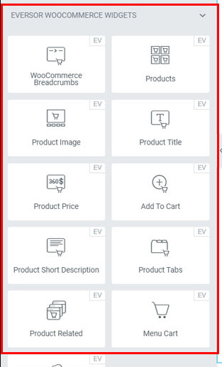 Elementor 的 Everse 主題 WooCommerce 就緒小部件。
