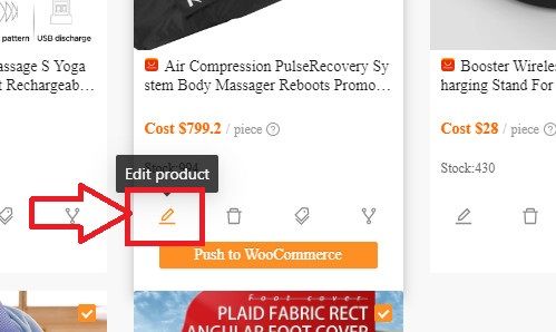 DSers에서 제품 편집.