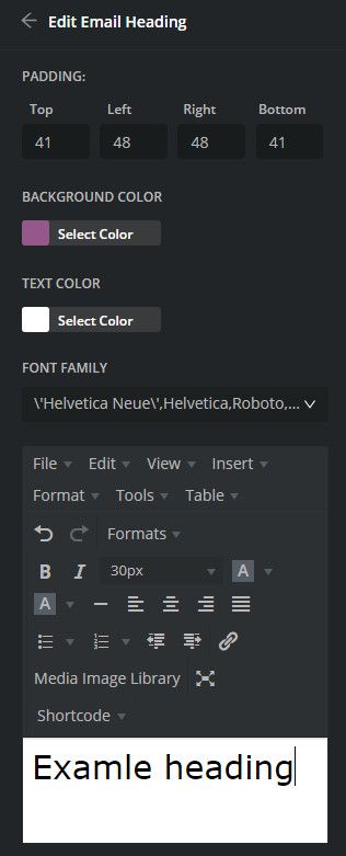 YayMail öğeleri ayarları.