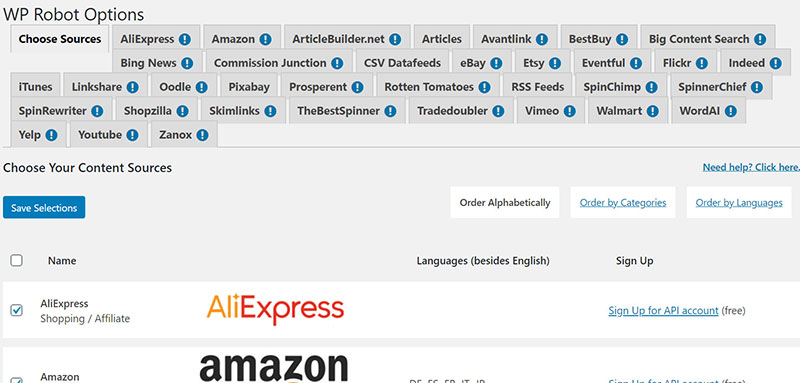 wp-Roboterquellenoptionen