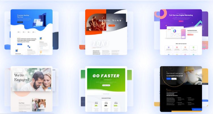 選択できるDiviの既製のテンプレートが多数あります。