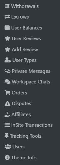 Verwaltungsfunktionen für Projektdesigns.