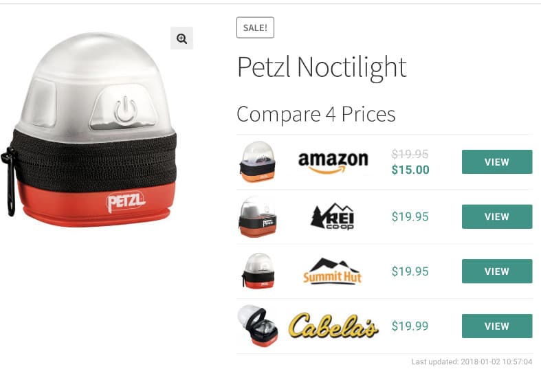 Esempio di confronto dei prezzi di Datafeedr.