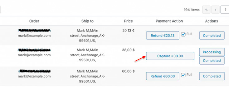 แถบเลื่อนการชำระเงินจับ