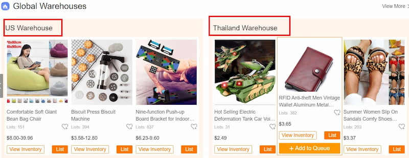 CJdropshipping имеет склады в разных странах.