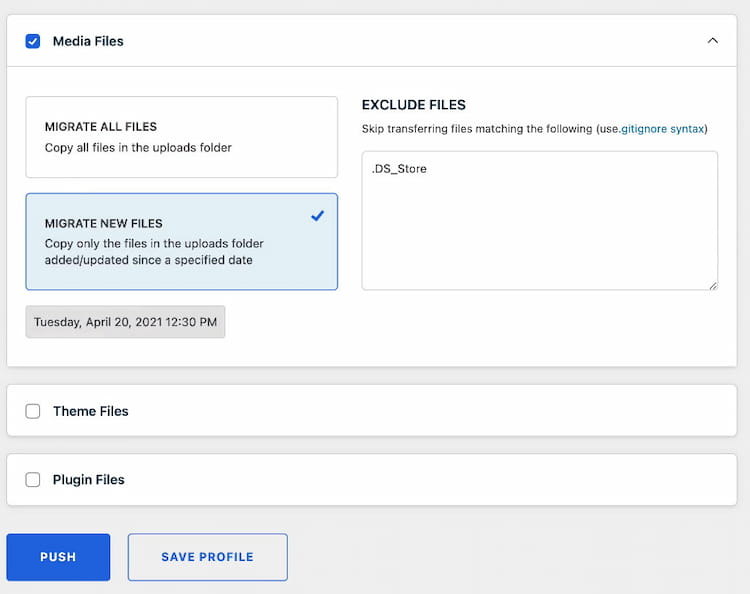Complemento WP Migrate DB Pro Media Files.