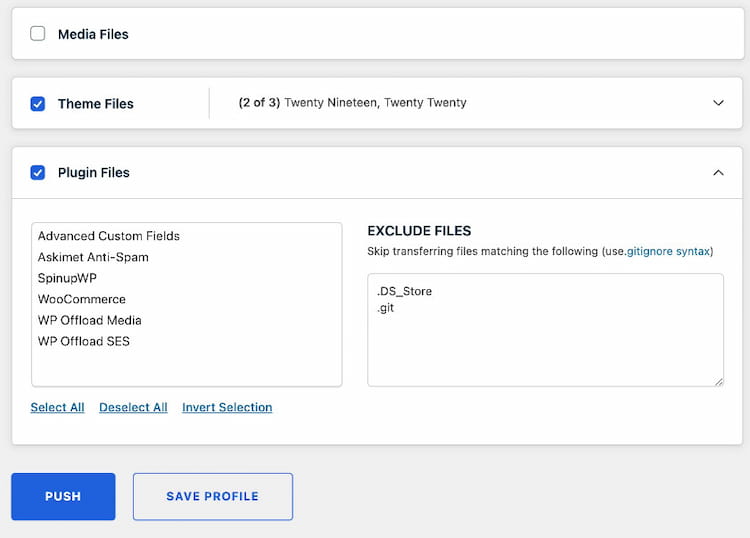 Complemento de archivos WP Migrate DB Theme and Plugin.
