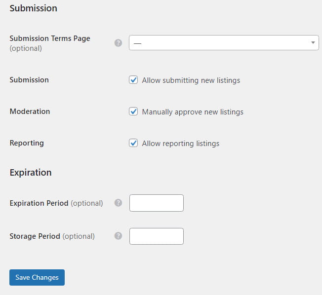 HivePress 可用选项。