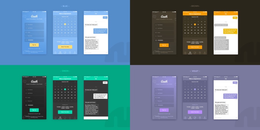 فيما يلي مخططات الألوان الأربعة التي تم تقديمها لعملائنا