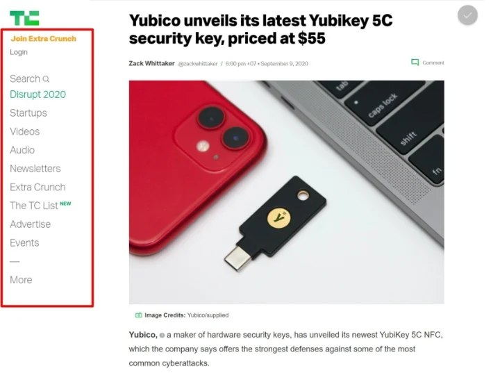 サイドバー-examples-2-techcrunch