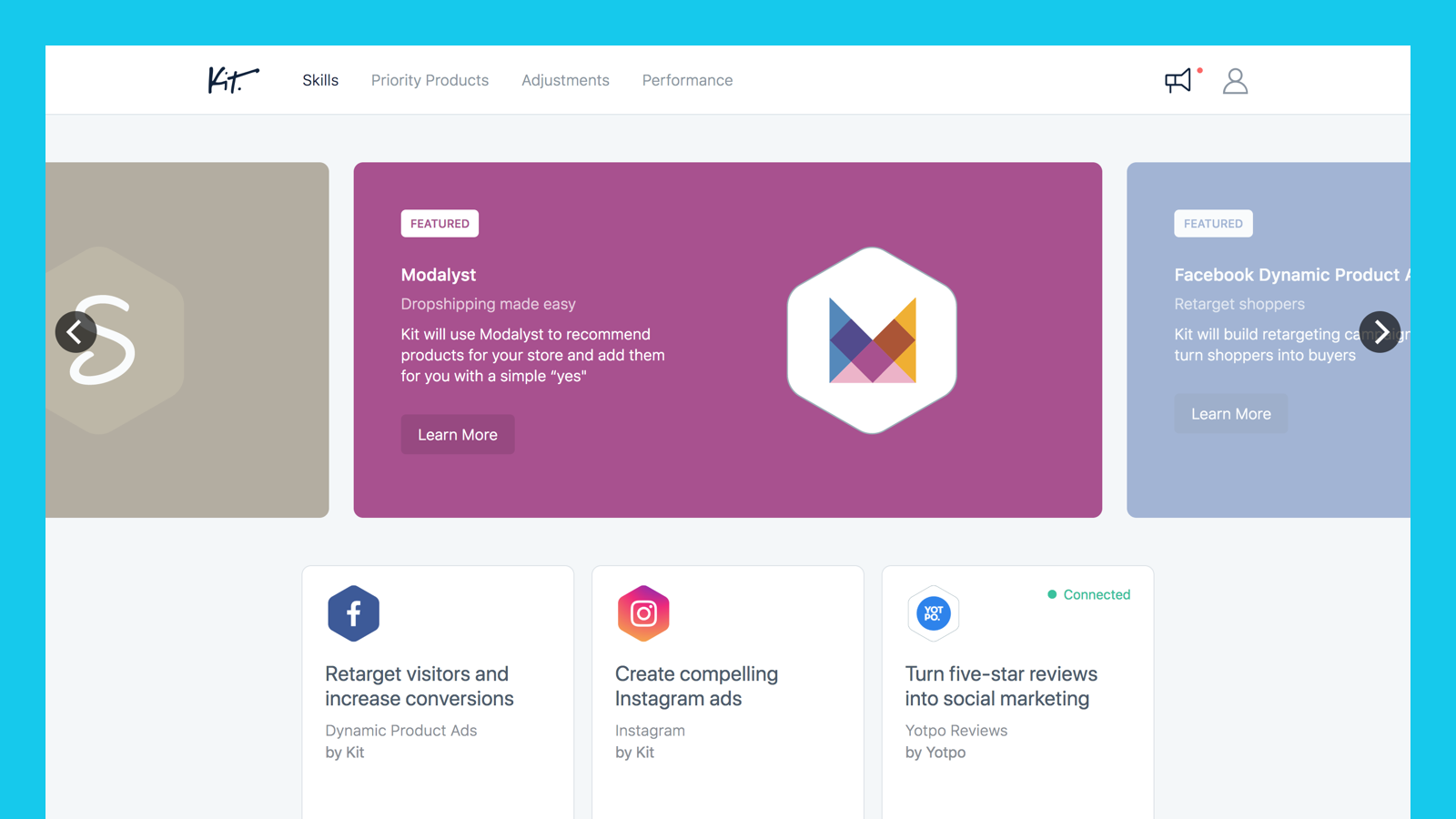 키트 Shopify 앱 예시 이미지.