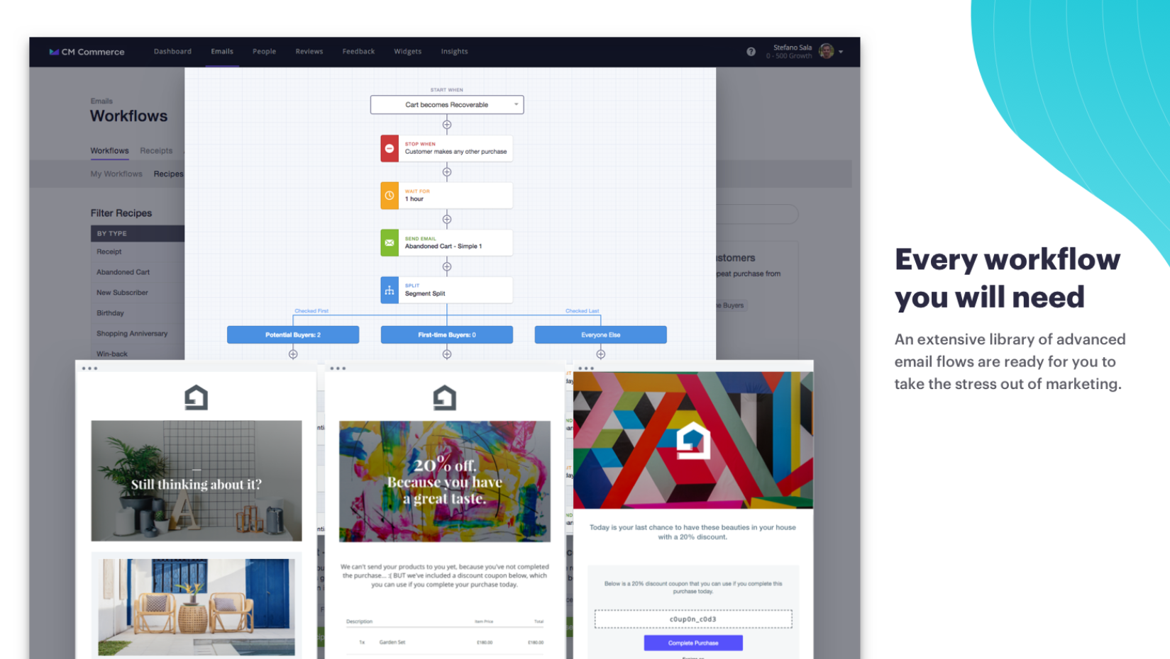 Shopify 최고 등급의 유료 앱 CM 상거래 이메일 마케팅의 예