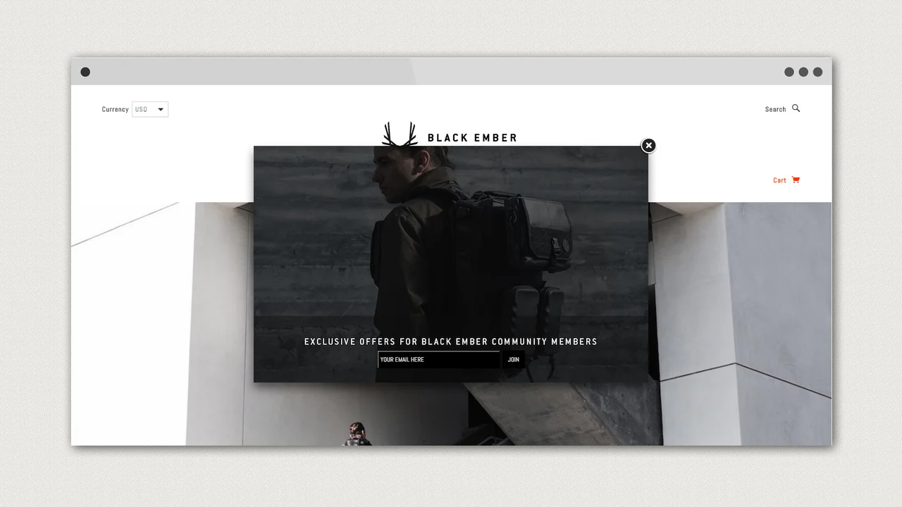 Popup-Fenster Beispiel für ein Shopify-Popup-Plugin.