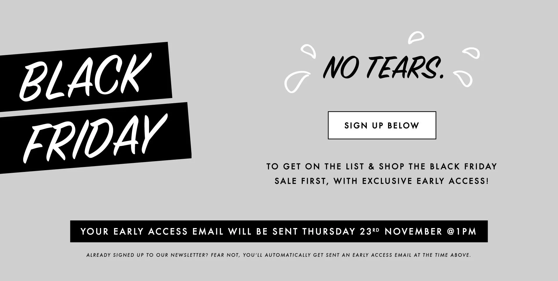 Newsletter zur Anmeldung zum Black Friday.