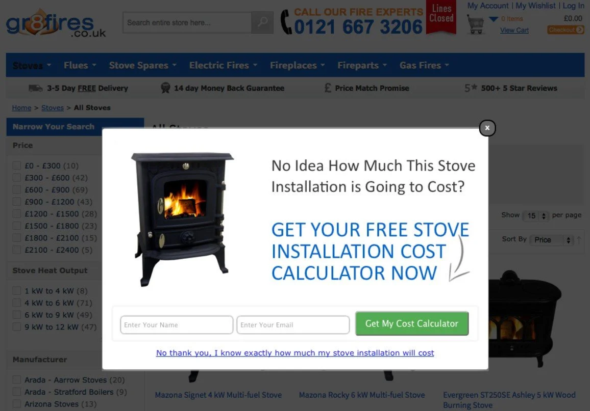 Ejemplo de ventana emergente de intento de salida de gr8t