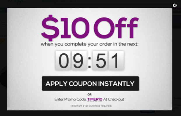 Ejemplo de ventana emergente de intención de salida de la edad del bebé