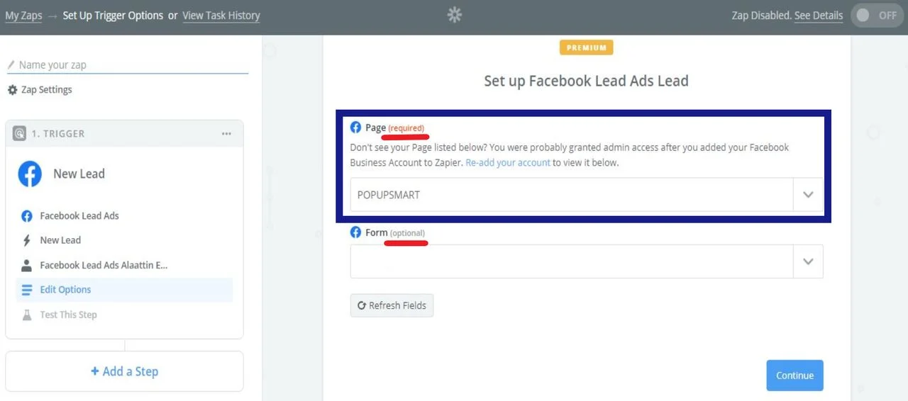 image des options de modification de zapier