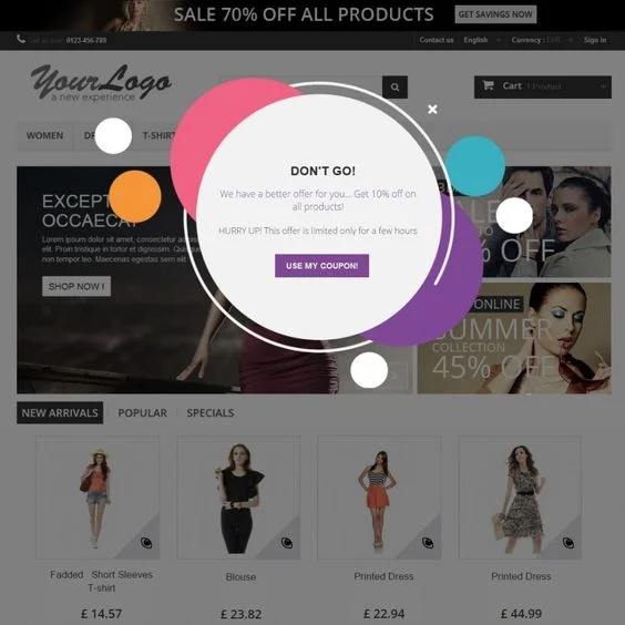 Riduci l'abbandono del carrello con un esempio di popup dell'intento di uscita.