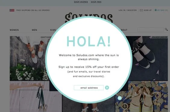 Esempio di popup per mostrare come utilizzare un linguaggio coinvolgente nelle campagne.