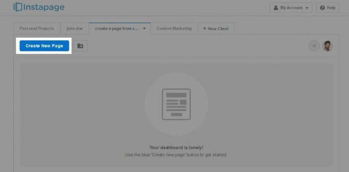 esta imagen muestra el paso 2 de la creación de una página de destino posterior al clic con Instapage