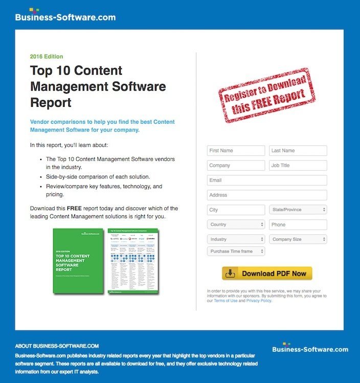 Questa immagine mostra ai professionisti del marketing perché Business-Software ha una delle migliori landing page post clic che troverai online.