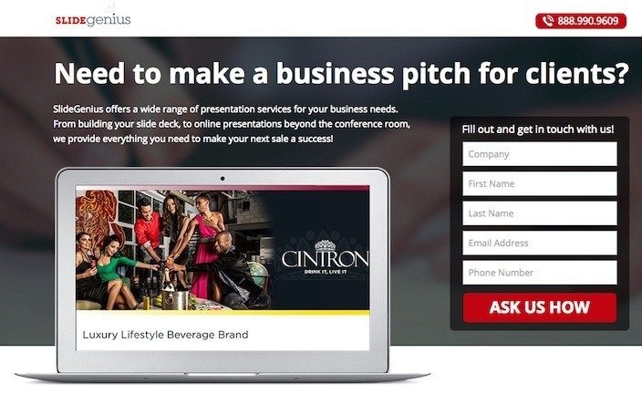 Questa immagine mostra ai marketer perché SlideGenius ha una delle migliori landing page post clic che troverai online.