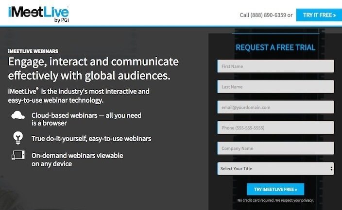 Questa immagine mostra ai marketer perché iMeetLive ha una delle migliori landing page post clic che troverai online.