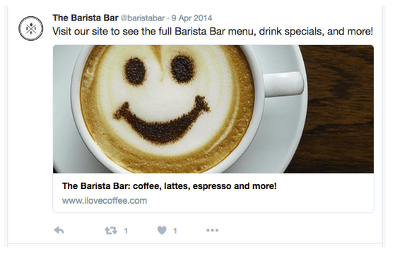 Gambar ini menunjukkan kepada pemasar cara beriklan di Twitter menggunakan kartu ringkasan dengan gambar besar.