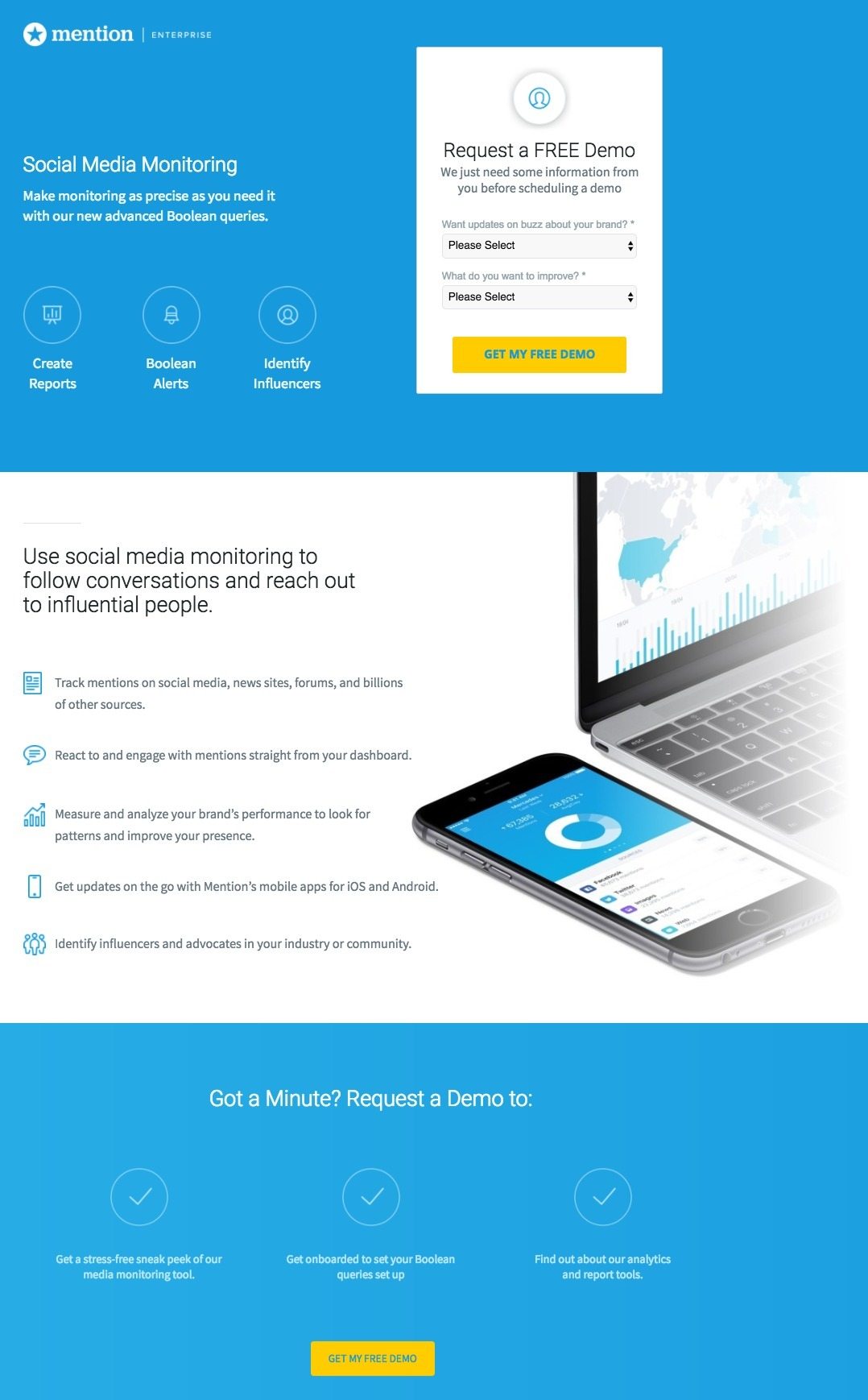 توضح هذه الصورة للمسوقين كيف تستخدم Mention الإعلانات المخصصة من خلال إعلانات PPC والصفحات المقصودة بعد النقر ، مما يزيد من معدلات التحويل والمبيعات.