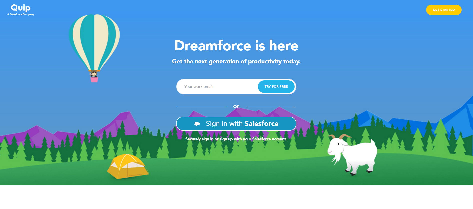 Această imagine arată cum Quip folosește o pagină de destinație YouTube după clic pentru a genera clienți potențiali și vânzări.