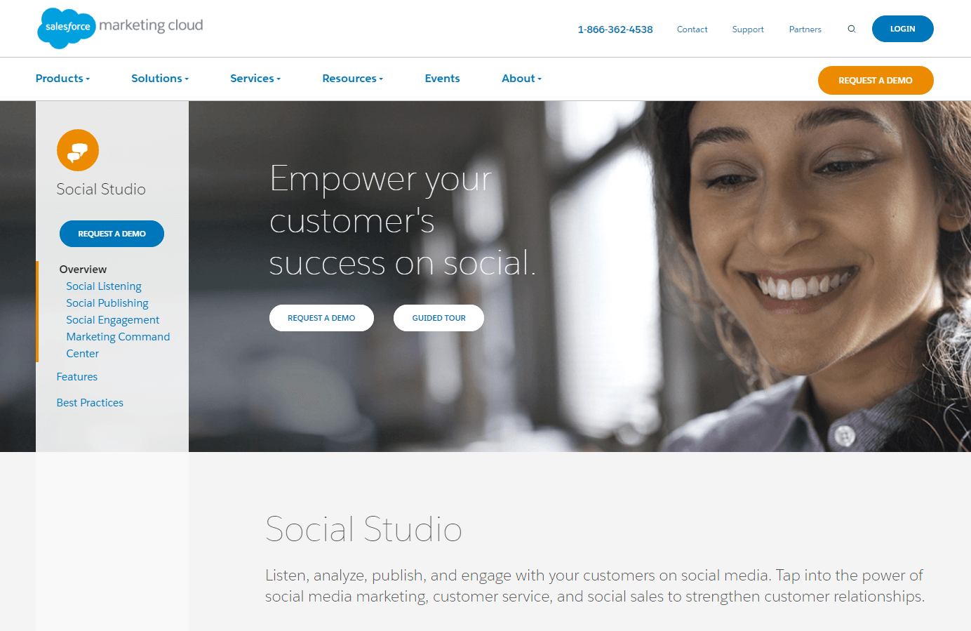 Esta imagen muestra a los especialistas en marketing cómo Salesforce no usa la coincidencia de mensajes en su página de destino posterior al clic para aumentar la participación y las ventas.