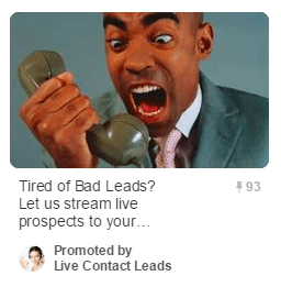 Această imagine prezintă specialiștilor în marketing cum utilizatorii potențiali de contact live folosesc un Pin promovat pentru a genera trafic maxim către pagina de destinație post-clic Pinterest.