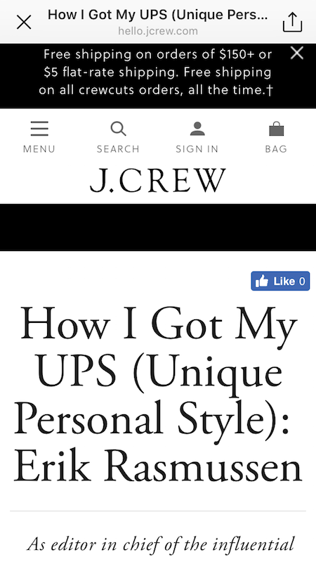 Gambar ini menunjukkan kepada pemasar bagaimana J.Crew menggunakan Instagram Stories untuk menghasilkan lalu lintas situs web dan melibatkan audiensnya.